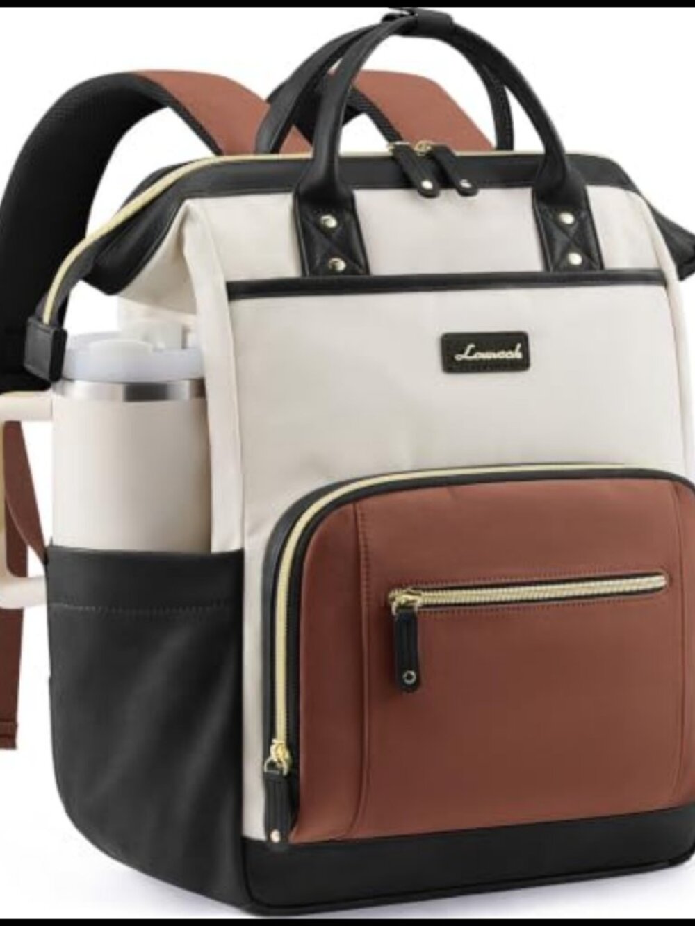 Waterproof Laptop Backpack 15.6in Padded Compartment Tumbler Holder Travel
